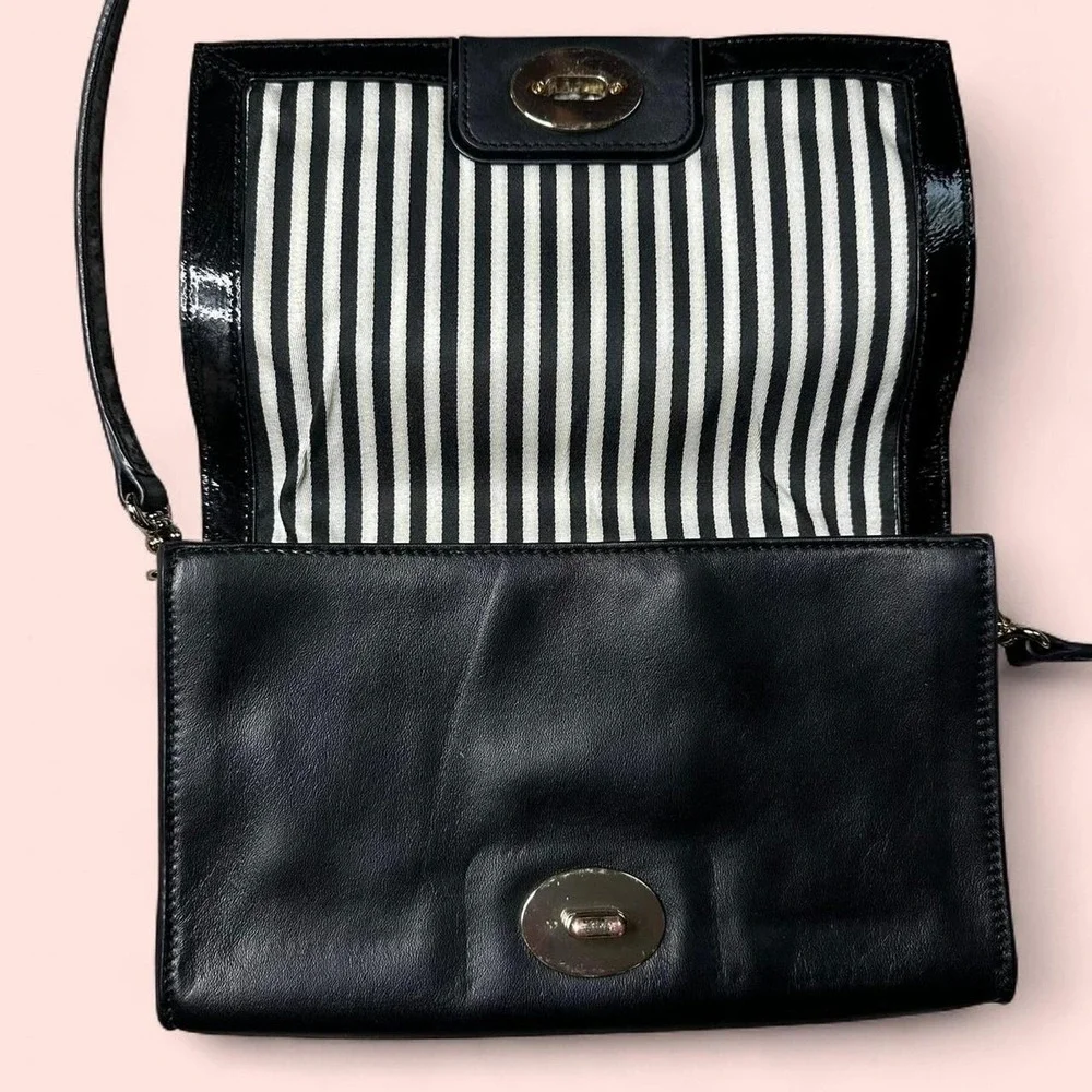 Kate Spade Black Leather‎ Crossbody Purse Classic Preppy Minimalist Old Money